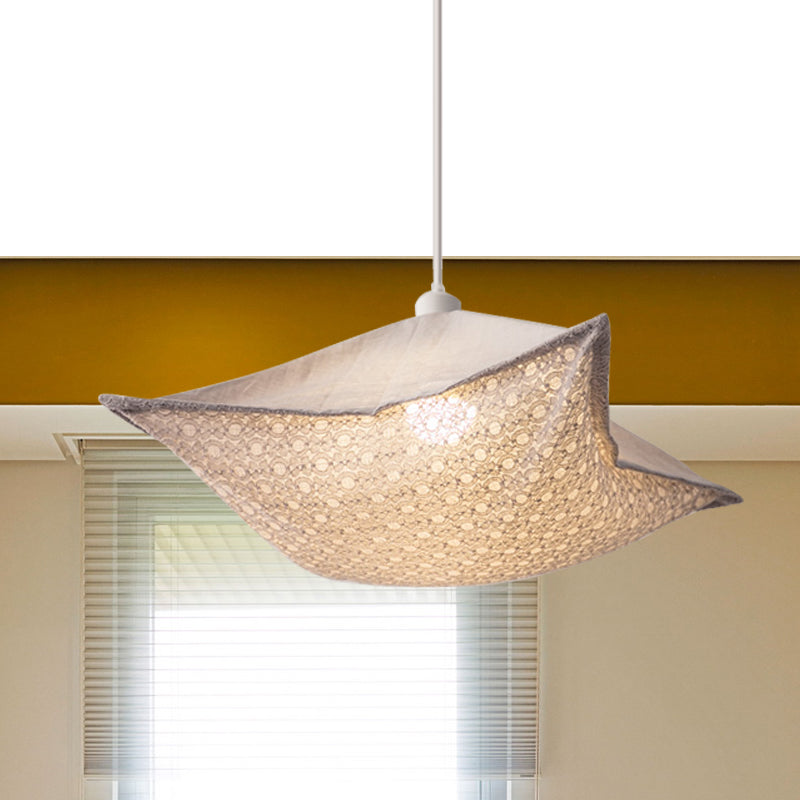 Modern Style Cushion Hanging Lamp Patterned Fabric 1 Bulb Living Room Pendant Ceiling Light in Light-Purple/White/Green