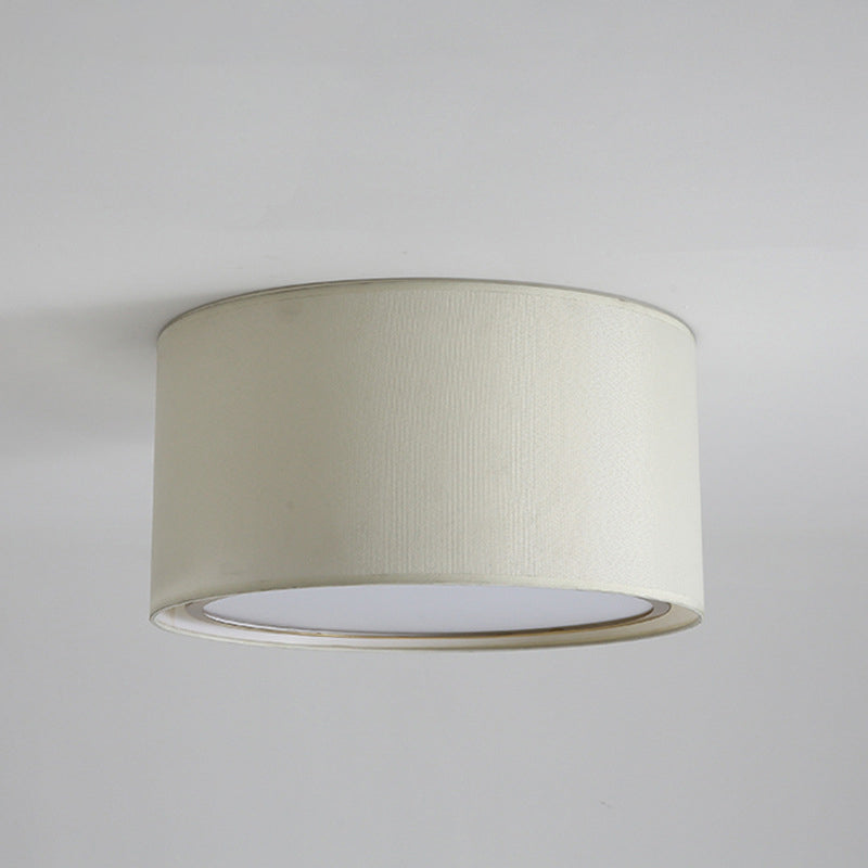 2-Shade Drum Fabric Ceiling Flush Modern 4 Lights White Flush Mount Lighting Fixture for Bedroom