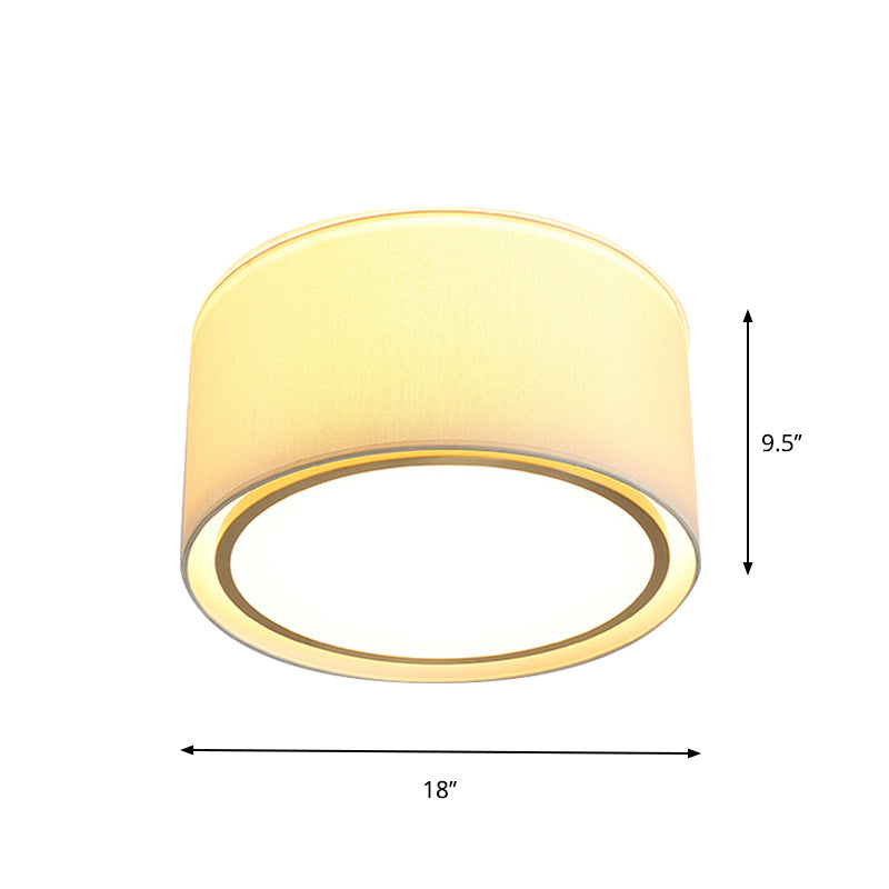 2-Shade Drum Fabric Ceiling Flush Modern 4 Lights White Flush Mount Lighting Fixture for Bedroom