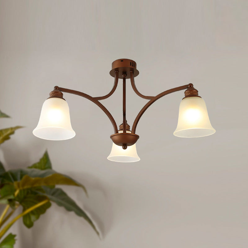 American Style Ceiling Light Bell Shape Ceiling Lamp with Glass Shade for Bedroom