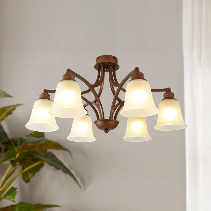 American Style Ceiling Light Bell Shape Ceiling Lamp with Glass Shade for Bedroom
