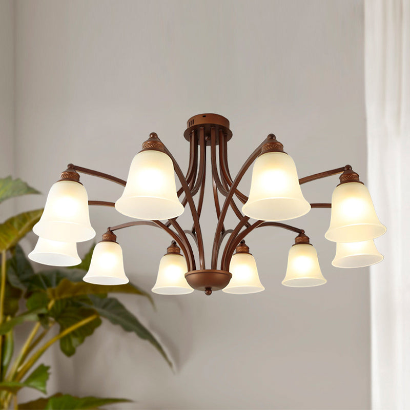 American Style Ceiling Light Bell Shape Ceiling Lamp with Glass Shade for Bedroom