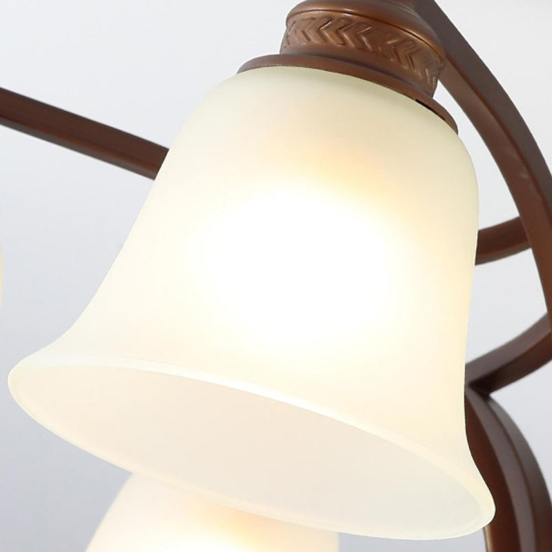 American Style Ceiling Light Bell Shape Ceiling Lamp with Glass Shade for Bedroom