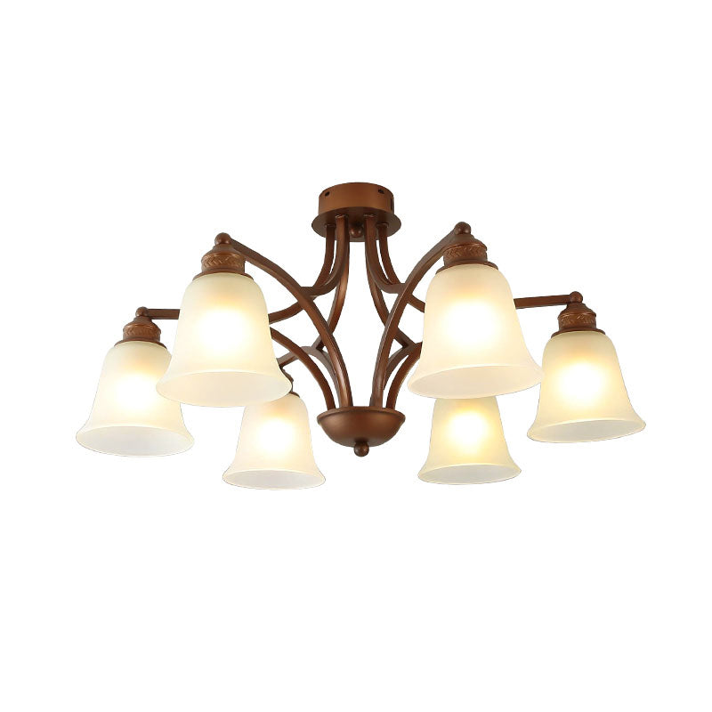 American Style Ceiling Light Bell Shape Ceiling Lamp with Glass Shade for Bedroom