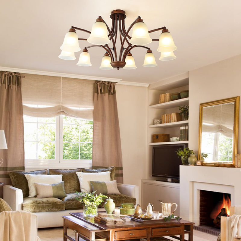 American Style Ceiling Light Bell Shape Ceiling Lamp with Glass Shade for Bedroom