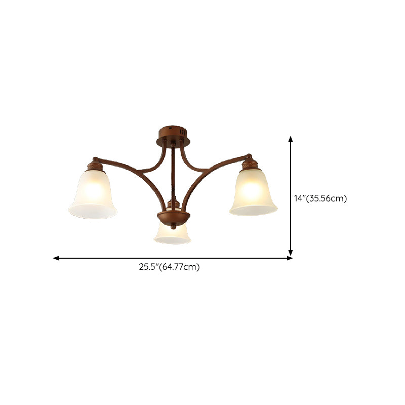 American Style Ceiling Light Bell Shape Ceiling Lamp with Glass Shade for Bedroom