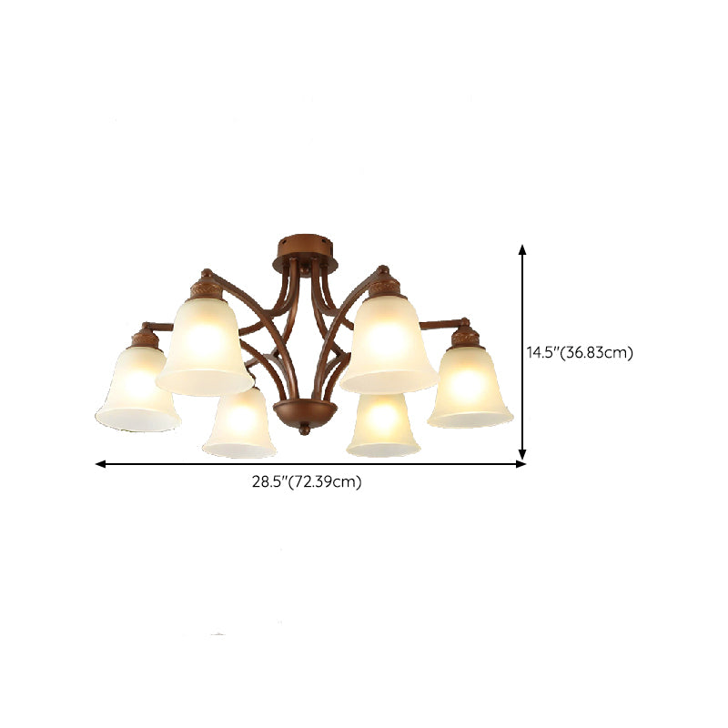 American Style Ceiling Light Bell Shape Ceiling Lamp with Glass Shade for Bedroom
