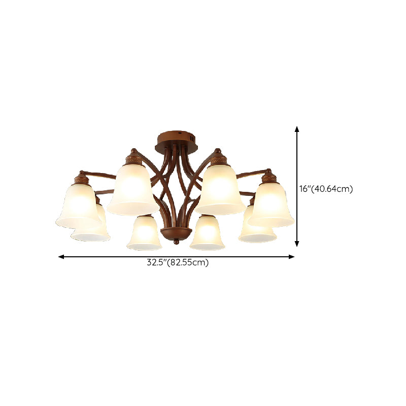 American Style Ceiling Light Bell Shape Ceiling Lamp with Glass Shade for Bedroom
