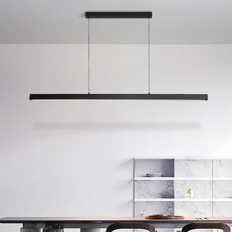 1 - Light Linear Kitchen Island Fixture Minimalist Aluminum Pendant Ceiling in Black