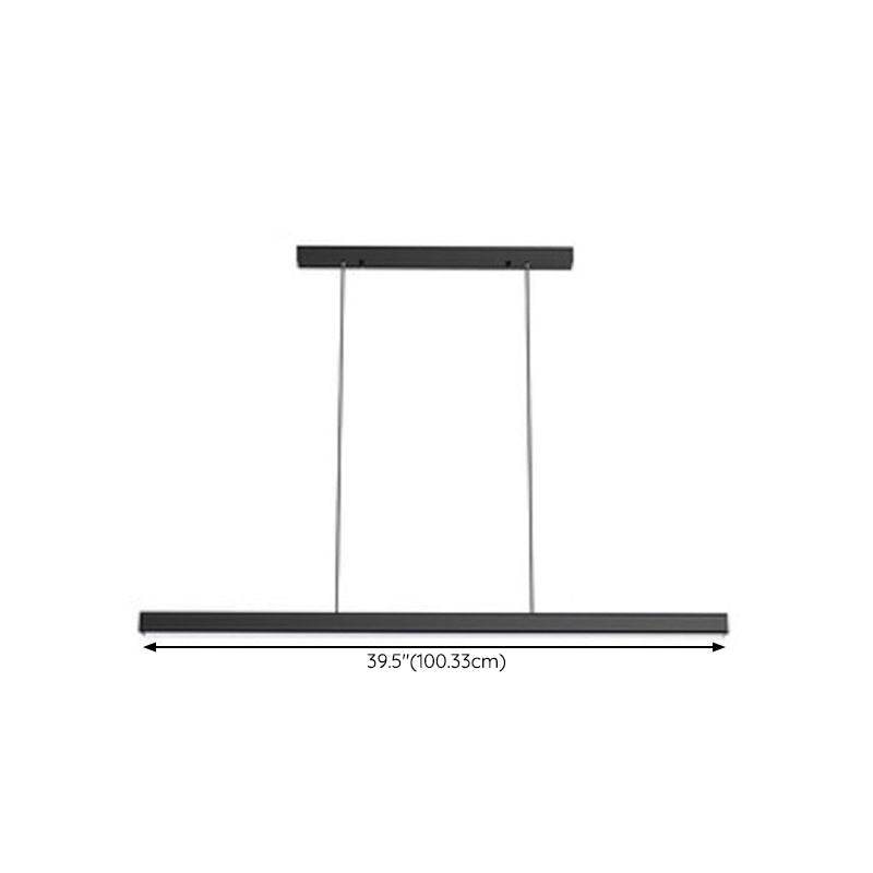 1 - Light Linear Kitchen Island Fixture Minimalist Aluminum Pendant Ceiling in Black