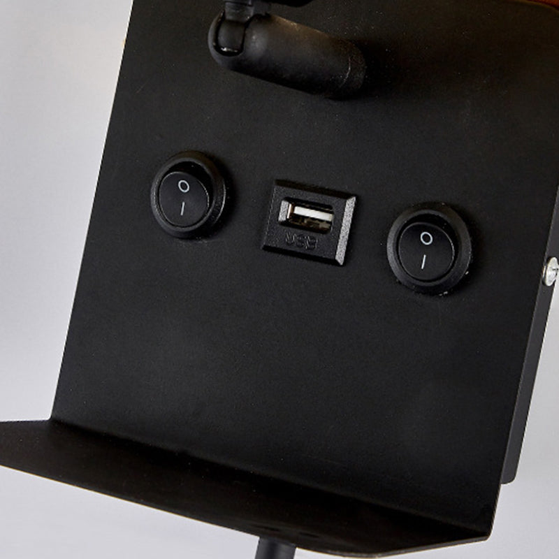 Metal Adjustable Modern Wall Sconce Rectangle Shape Wall Light with Fabric Shade for Study