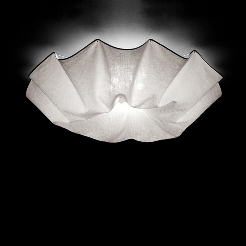 5 Bulbs Bedroom Flushmount Lighting Modernist White Ceiling Flush Mount Light with Floral Fabric Lampshade