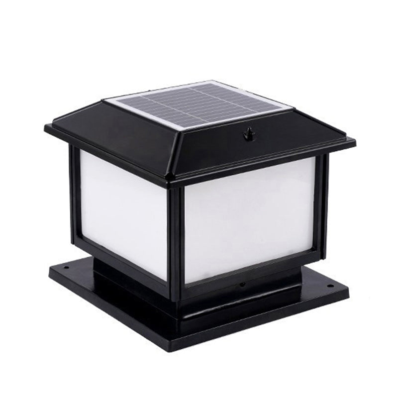 Rectangle Shape Metal Outdoor Lamp Modern Style 1-Light Solar Pillar Light