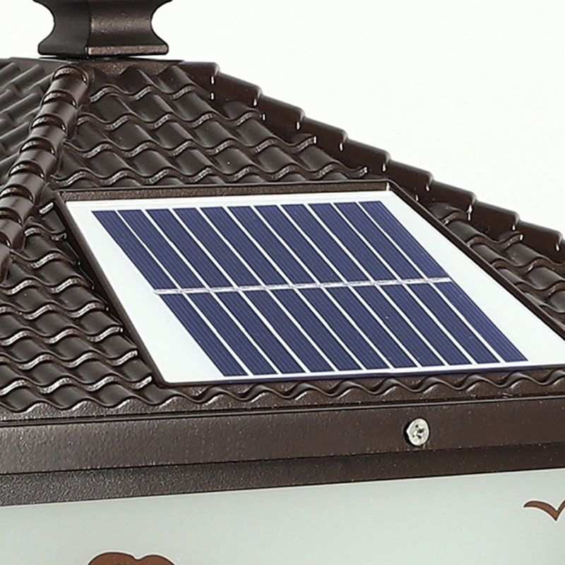 Square Shape Metal Outdoor Lamp Modern Style 1 Light Solar Pillar Lights