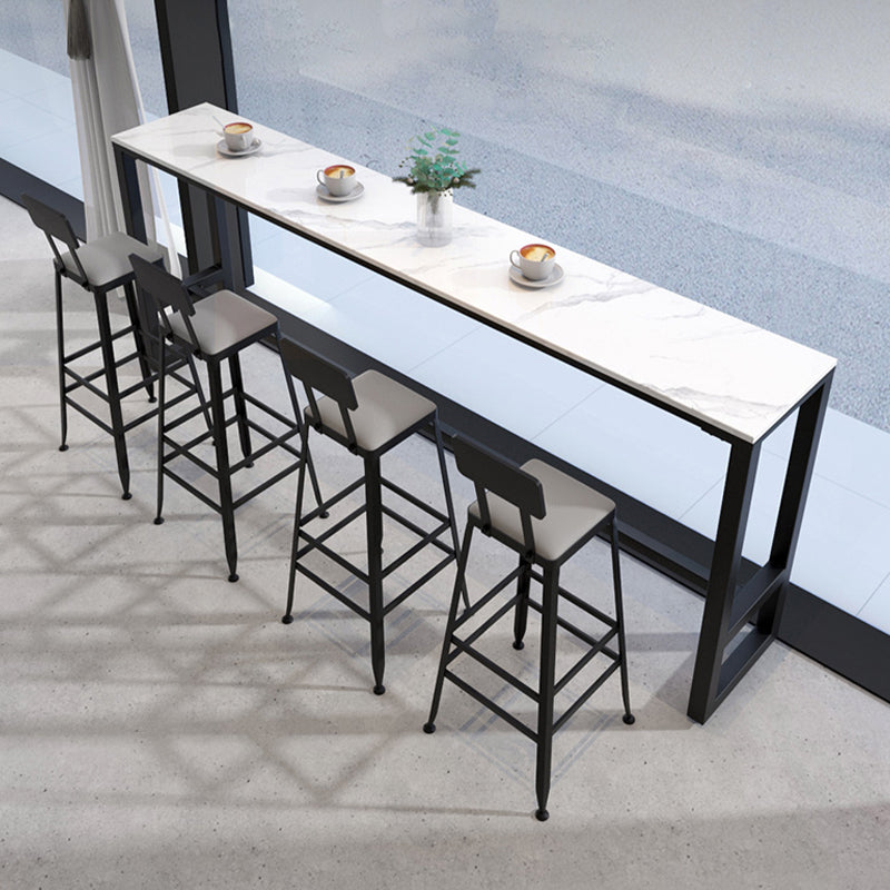 Industrial Metal Bar Stools Low Back Bar Stool with Black Legs