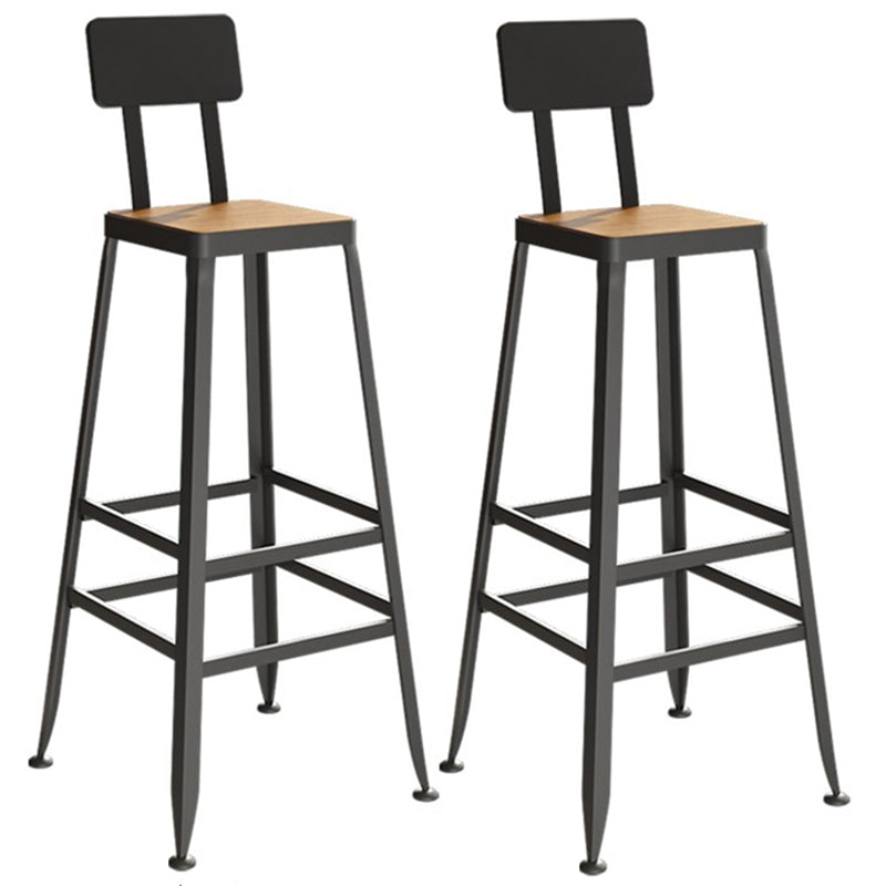 Industrial Metal Bar Stools Low Back Bar Stool with Black Legs