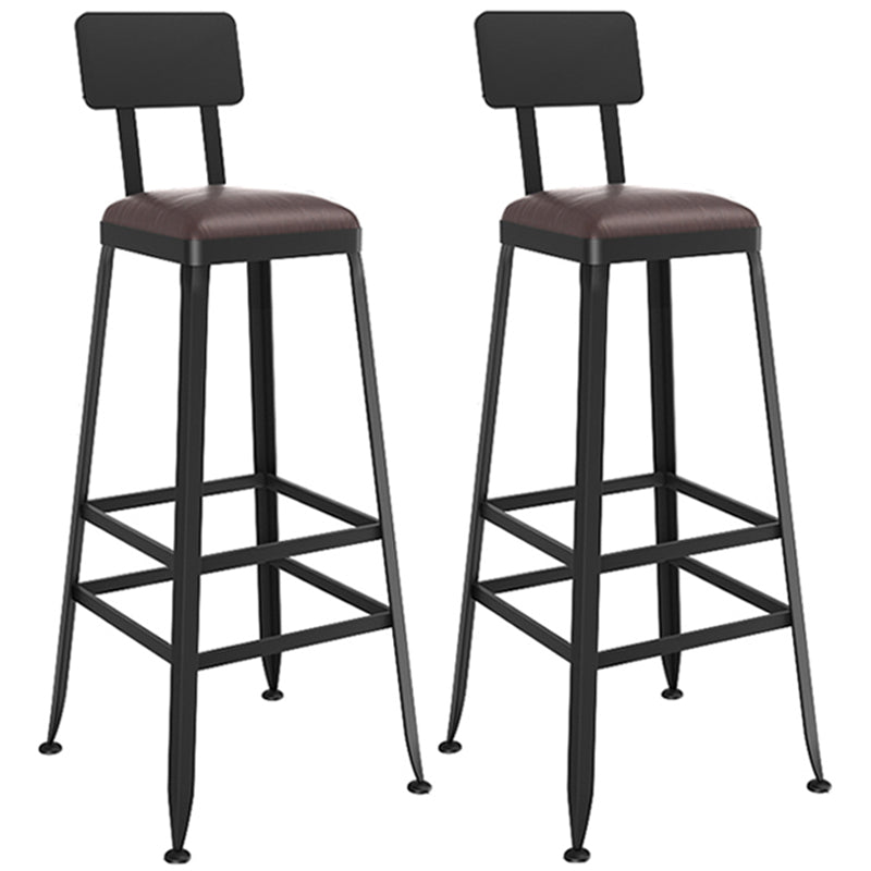 Industrial Metal Bar Stools Low Back Bar Stool with Black Legs