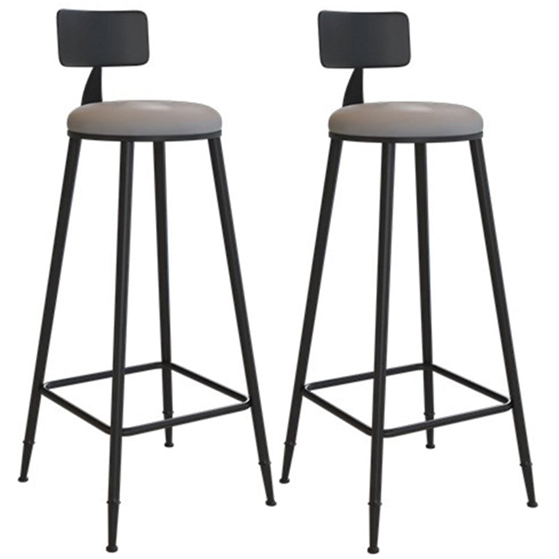 Industrial Metal Bar Stools Low Back Bar Stool with Black Legs