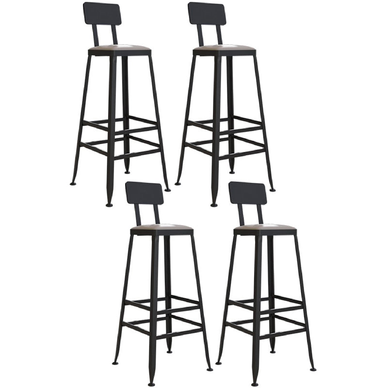 Industrial Metal Bar Stools Low Back Bar Stool with Black Legs