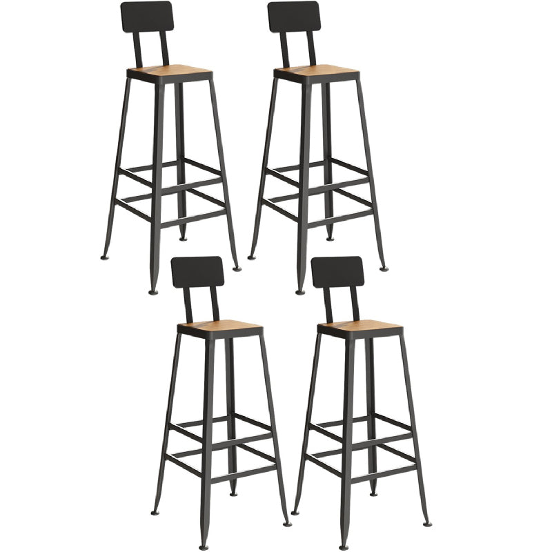 Industrial Metal Bar Stools Low Back Bar Stool with Black Legs