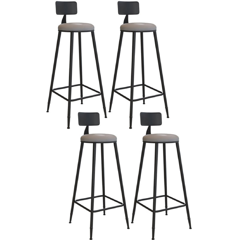 Industrial Metal Bar Stools Low Back Bar Stool with Black Legs