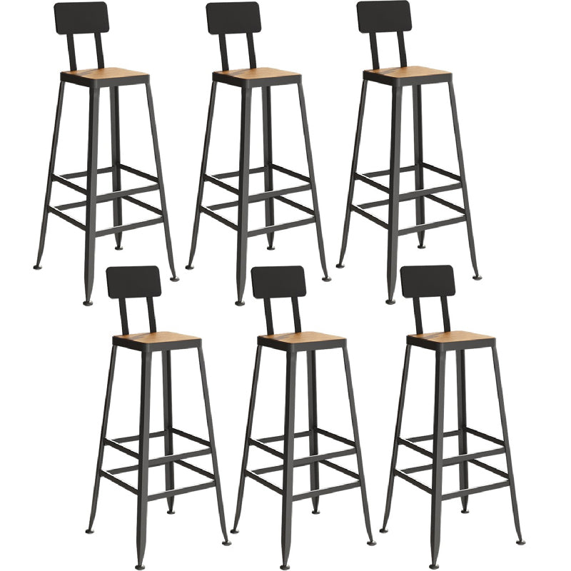 Industrial Metal Bar Stools Low Back Bar Stool with Black Legs