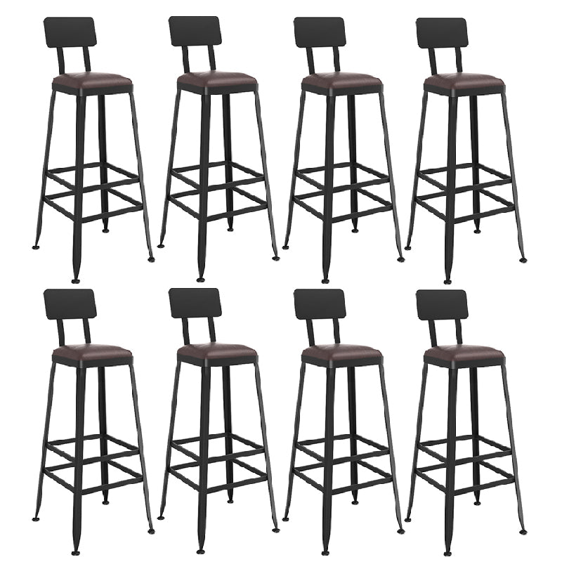 Industrial Metal Bar Stools Low Back Bar Stool with Black Legs