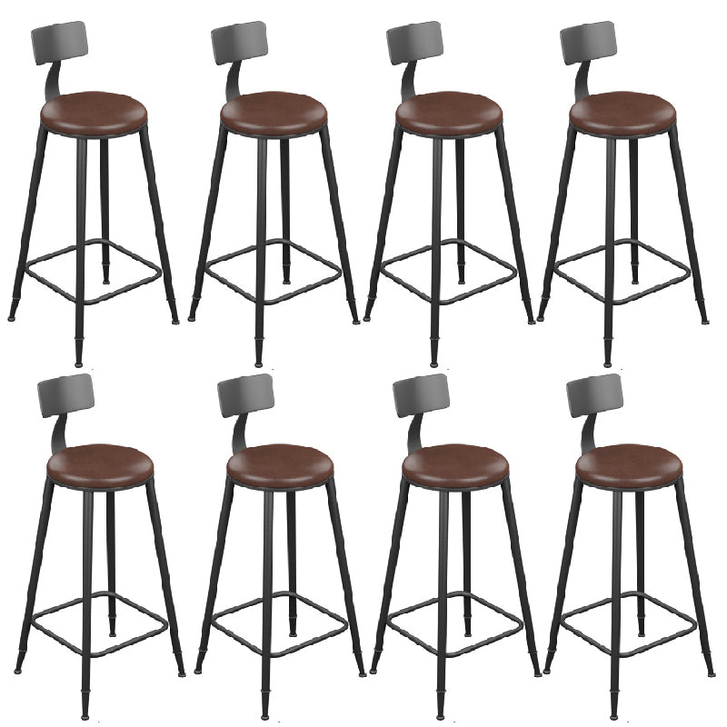 Industrial Metal Bar Stools Low Back Bar Stool with Black Legs