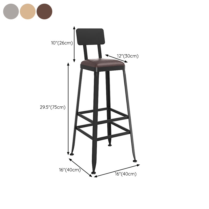 Industrial Metal Bar Stools Low Back Bar Stool with Black Legs
