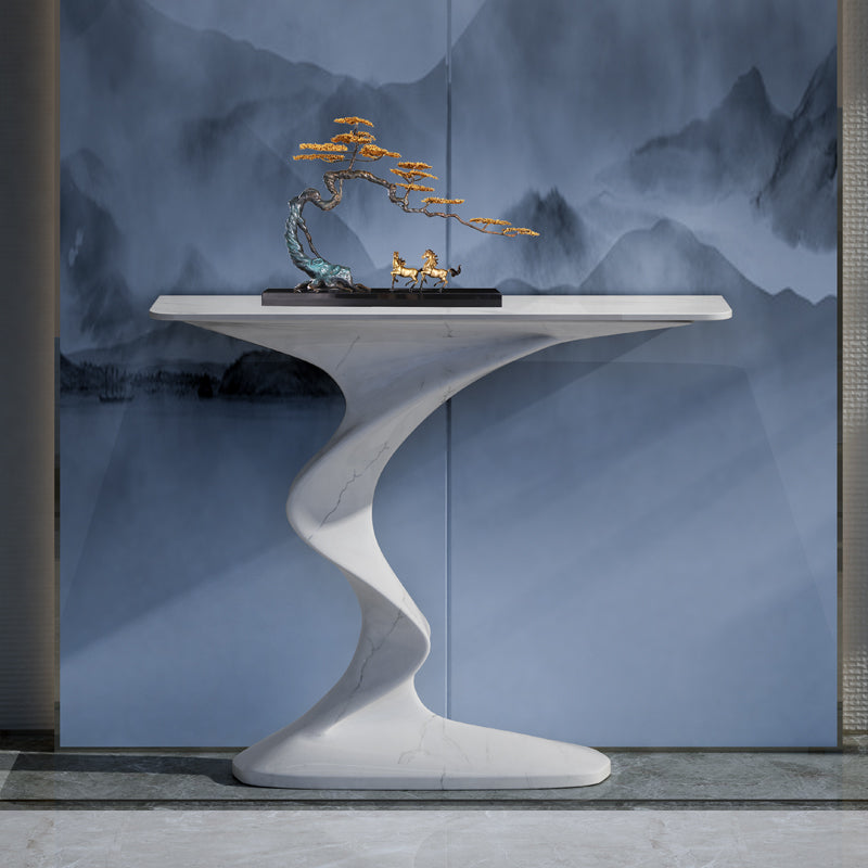 Rectangle Shape Contemporary Console Table Stone Console Sofa Table in White