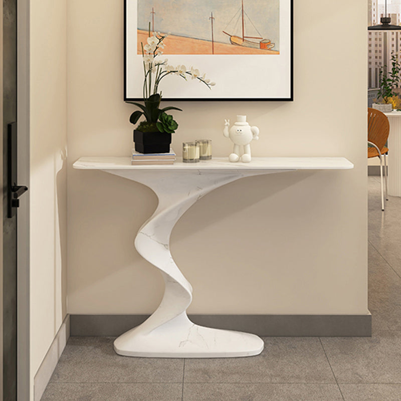 Rectangle Shape Contemporary Console Table Stone Console Sofa Table in White
