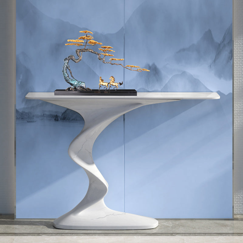 Rectangle Shape Contemporary Console Table Stone Console Sofa Table in White