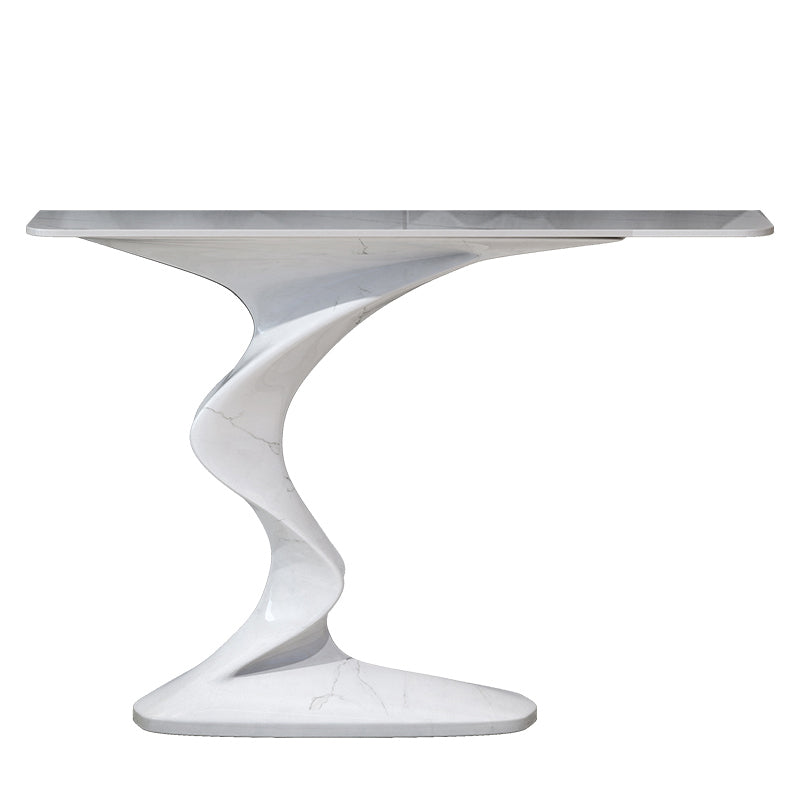 Rectangle Shape Contemporary Console Table Stone Console Sofa Table in White