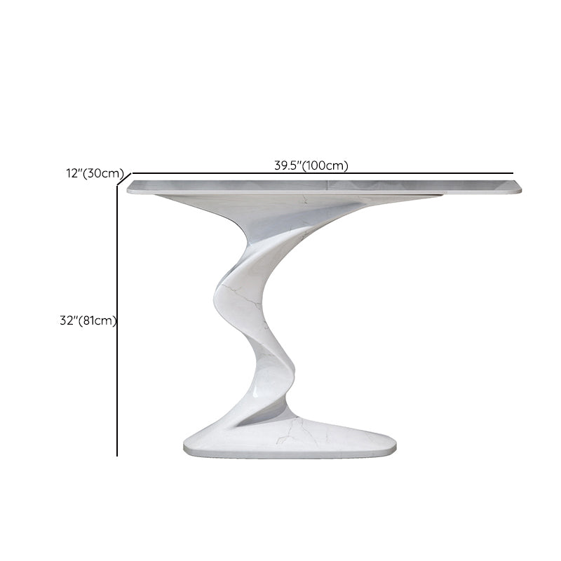 Rectangle Shape Contemporary Console Table Stone Console Sofa Table in White