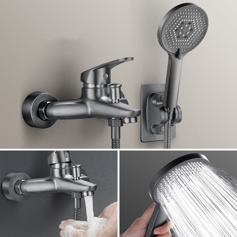 Fixed Tub Faucet Handshower Hose Lever Handle Wall Mount 2 Holes Tub Filler