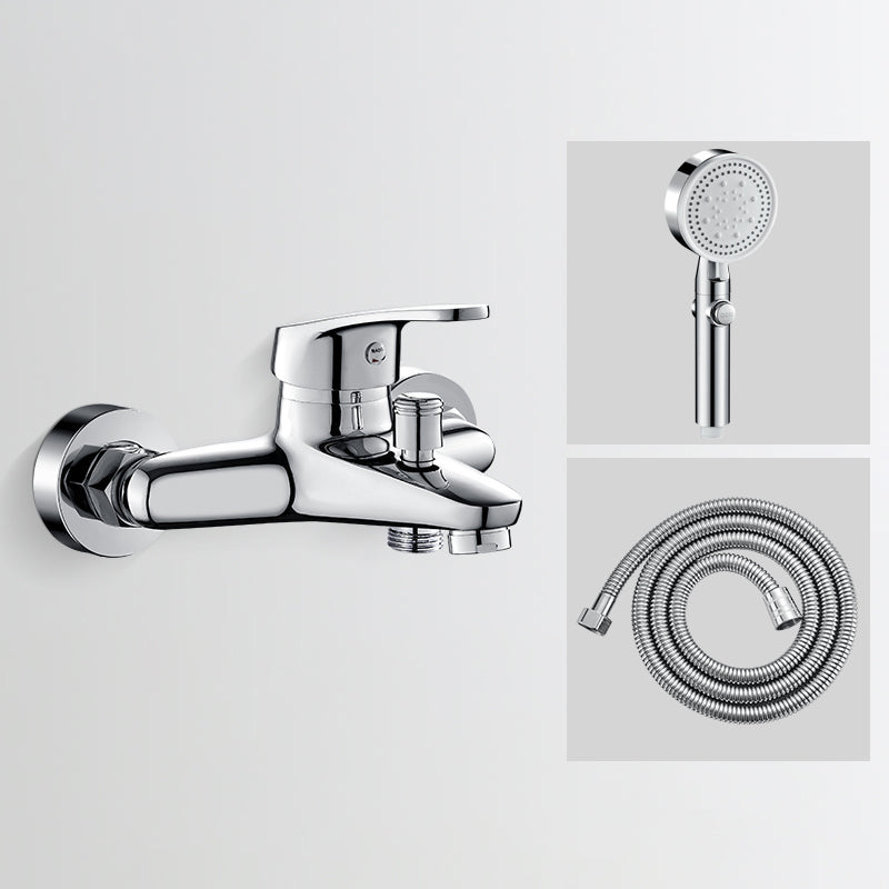 Low Arc Tub Faucet Hose Wall Mounted Single Lever Handle Tub Filler with Handshower