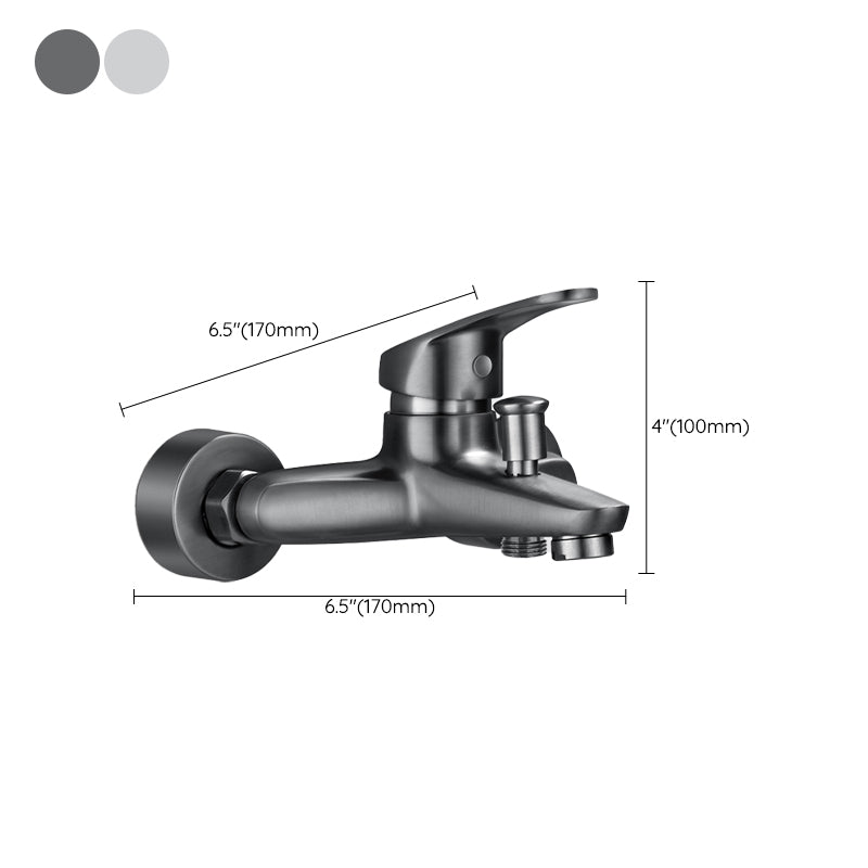 Low Arc Tub Faucet Hose Wall Mounted Single Lever Handle Tub Filler with Handshower