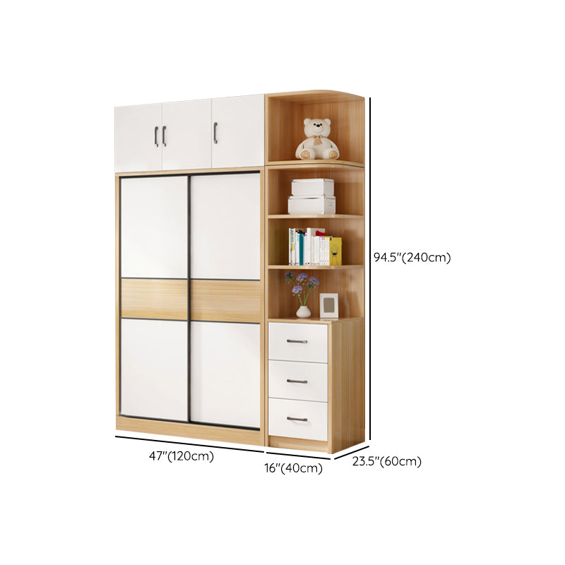 Artificial Wood Wardrobe Freestanding Wardrobe with Sliding Doors for Bedroom
