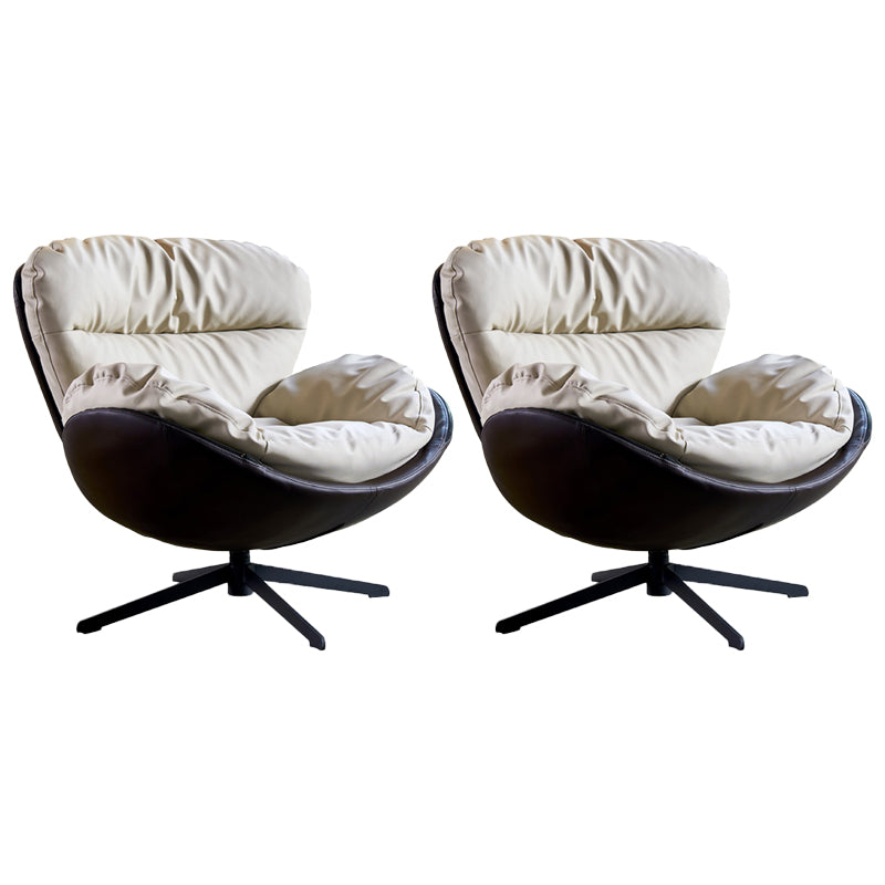 Scandinavian Parsons Chair with Removable Cushions in Faux Leather/Linen Blend