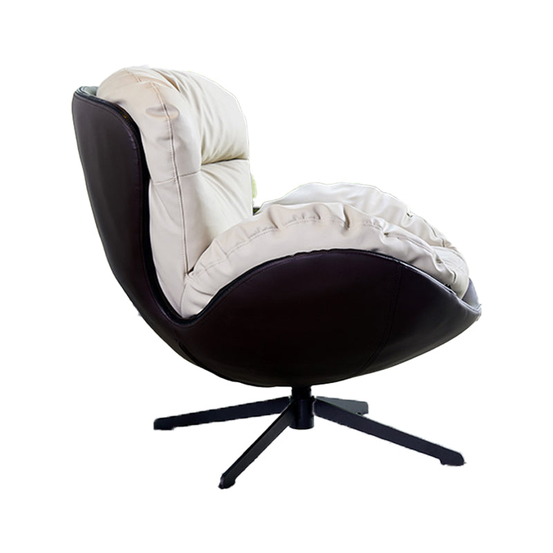 Scandinavian Parsons Chair with Removable Cushions in Faux Leather/Linen Blend