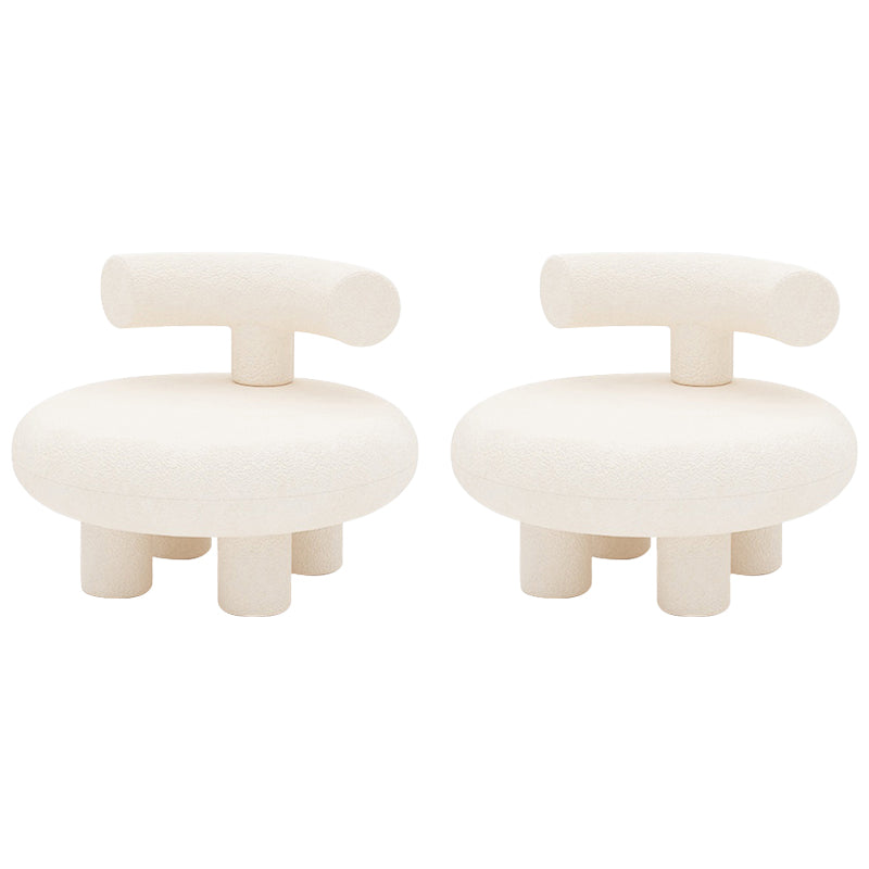 Scandinavian White Wool Parsons Chair with Fixed Back and 4 Legs