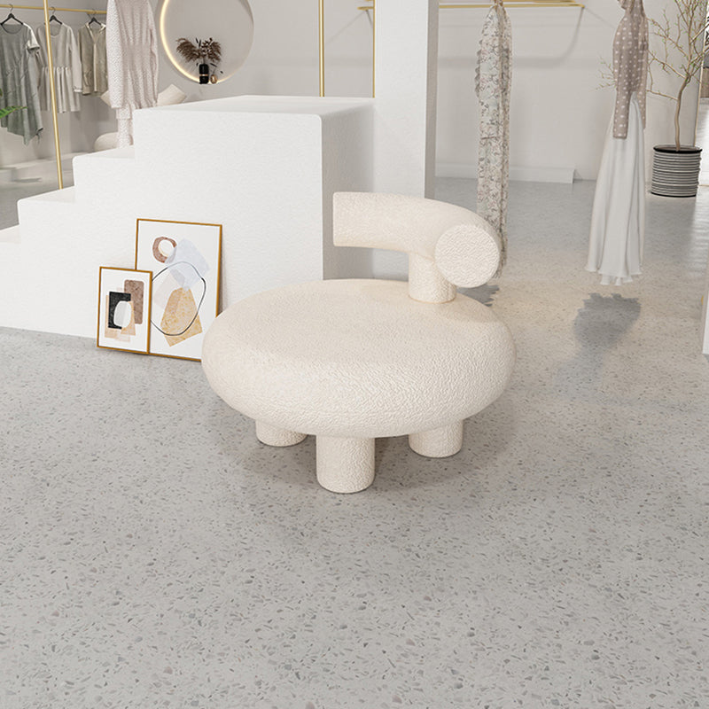 Scandinavian White Wool Parsons Chair with Fixed Back and 4 Legs