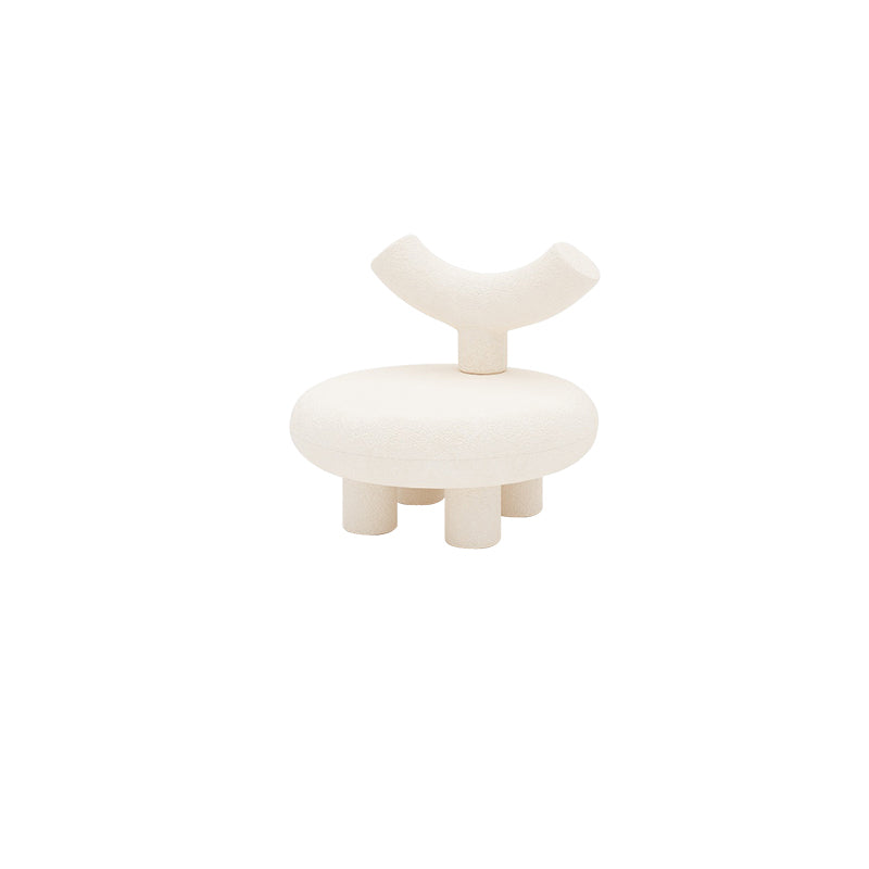 Scandinavian White Wool Parsons Chair with Fixed Back and 4 Legs