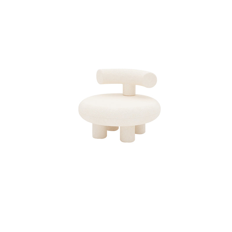 Scandinavian White Wool Parsons Chair with Fixed Back and 4 Legs