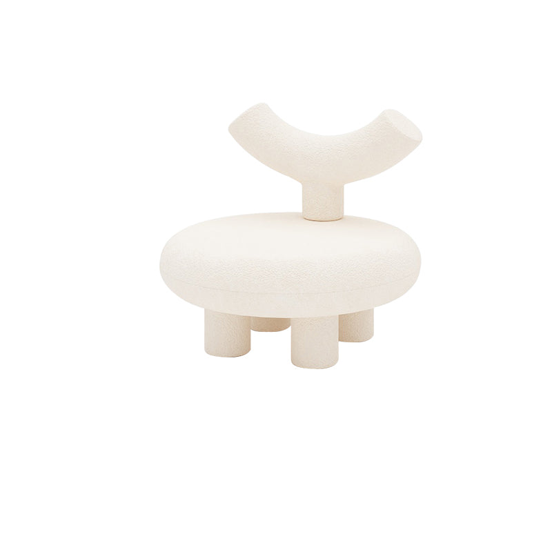 Scandinavian White Wool Parsons Chair with Fixed Back and 4 Legs