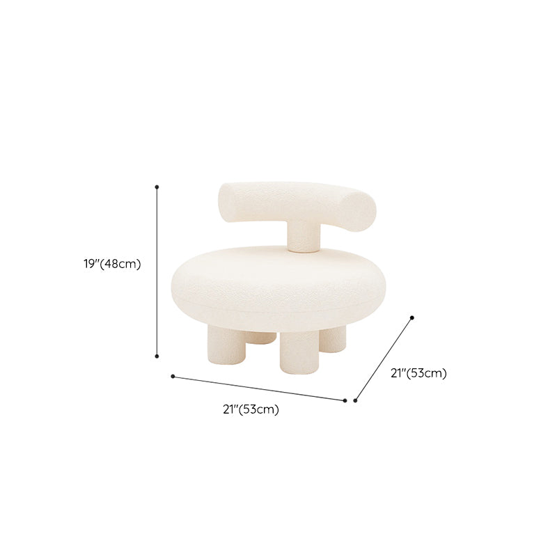 Scandinavian White Wool Parsons Chair with Fixed Back and 4 Legs