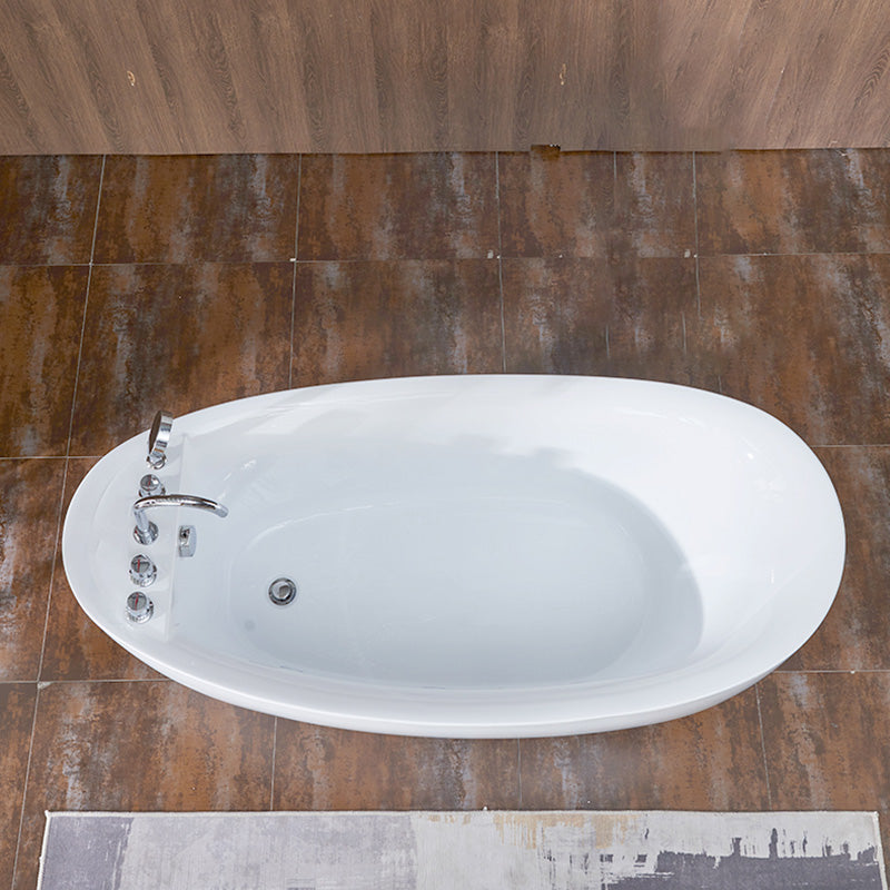 Modern White Bathtub Stand Alone Acrylic Soaking Left Oval Bath