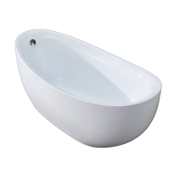 Modern White Bathtub Stand Alone Acrylic Soaking Left Oval Bath