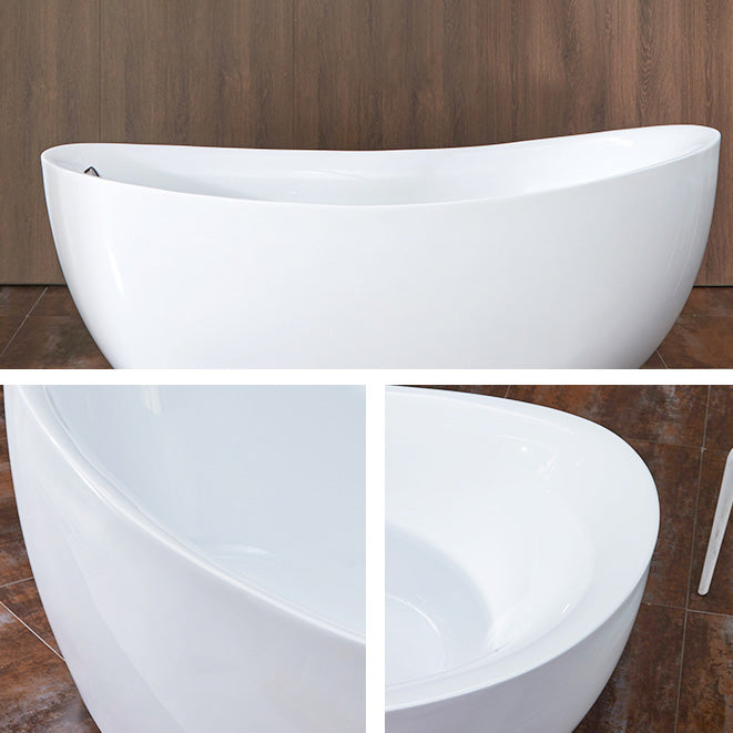 Modern White Bathtub Stand Alone Acrylic Soaking Left Oval Bath