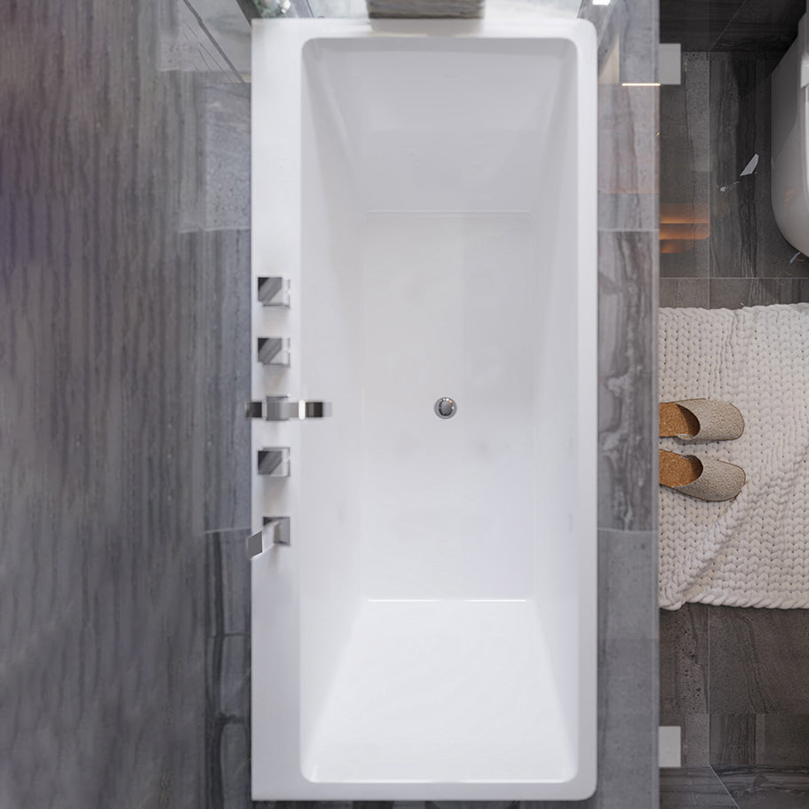 Modern Acrylic Bath Soaking White Rectangular Drop-in Bathtub